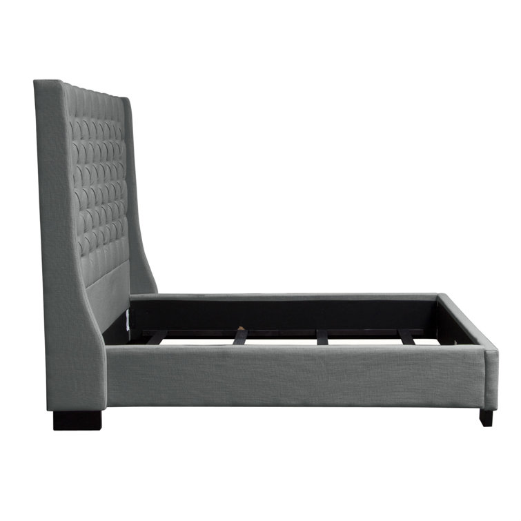 Park Avenue King Tufted Wingback Bed in Grey Linen