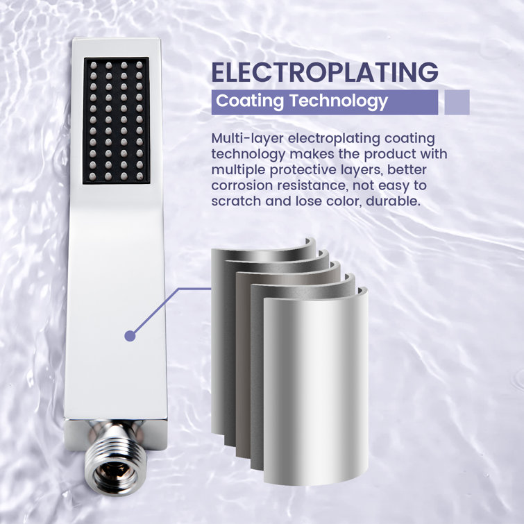 Chrome Square Multi-Head Rain Shower System with Handheld