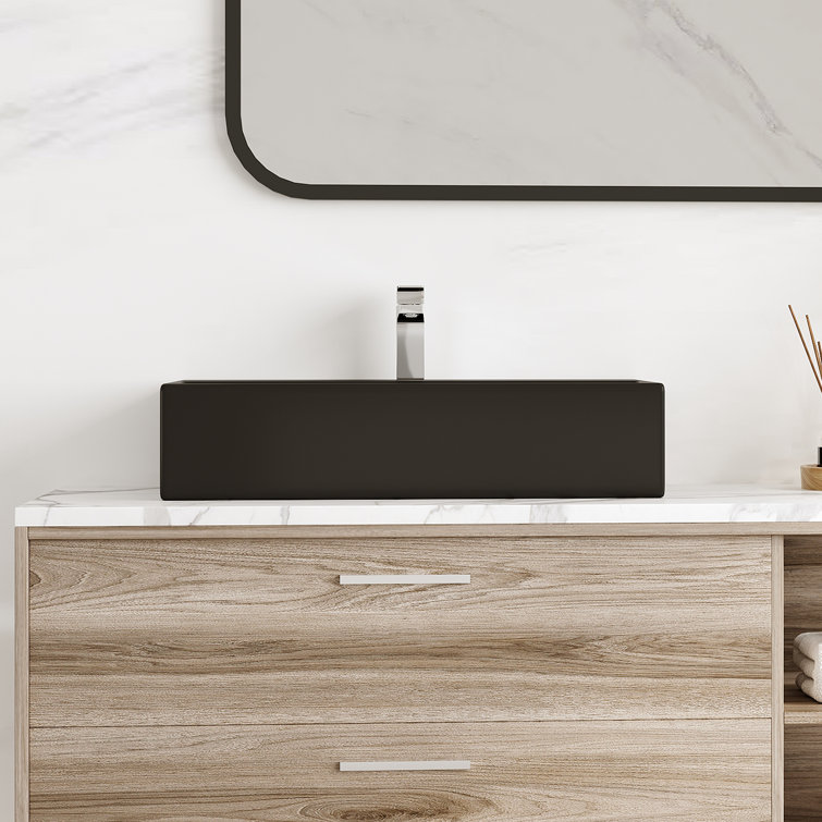 Turner Matte Black Ceramic Wall-Mount Rectangular Bathroom Sink