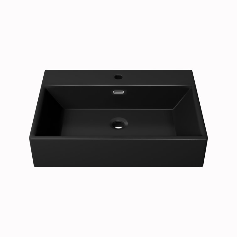 Turner Matte Black Ceramic Wall-Mount Rectangular Bathroom Sink