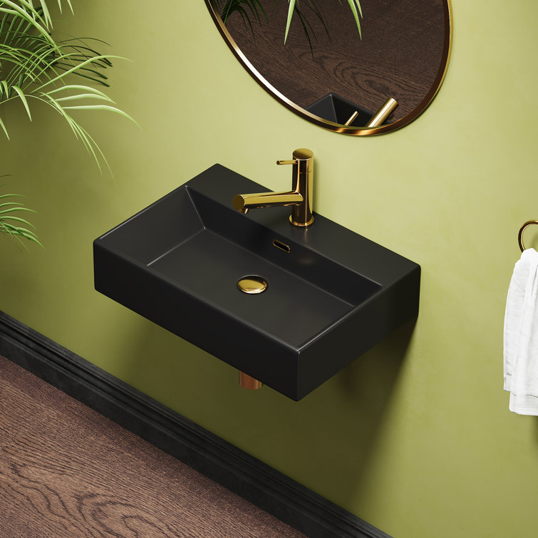 Turner Matte Black Ceramic Wall-Mount Rectangular Bathroom Sink