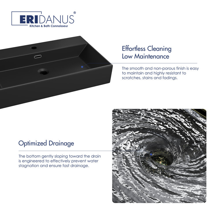 Turner 30" Matte Black Ceramic Wall-Mount Bathroom Sink