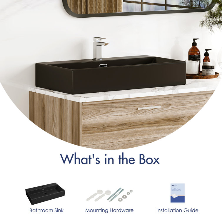 Turner 30" Matte Black Ceramic Wall-Mount Bathroom Sink