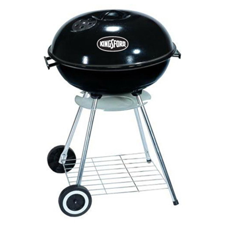 Black 17-Inch Steel Charcoal Kettle Grill with Wheels