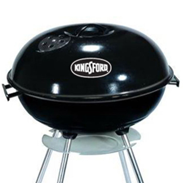 Black 17-Inch Steel Charcoal Kettle Grill with Wheels