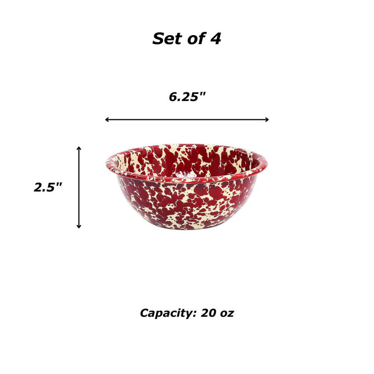 Yellow Ceramic Splatter Enamel Cereal Bowls Set of 4