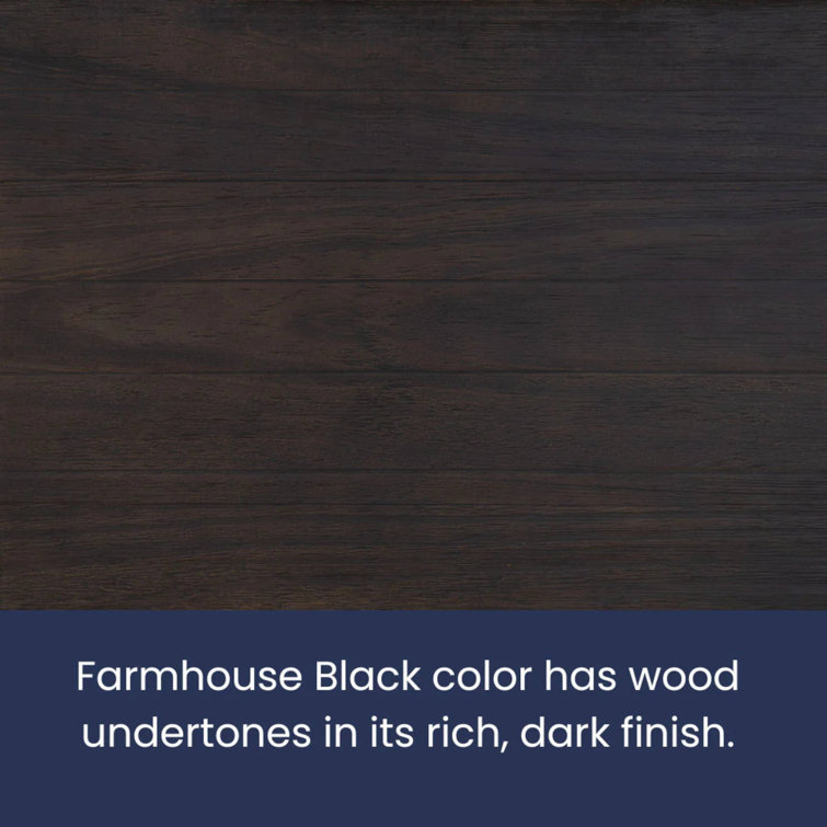Farmhouse Black Pine Wood Queen Bed with Headboard and Drawer