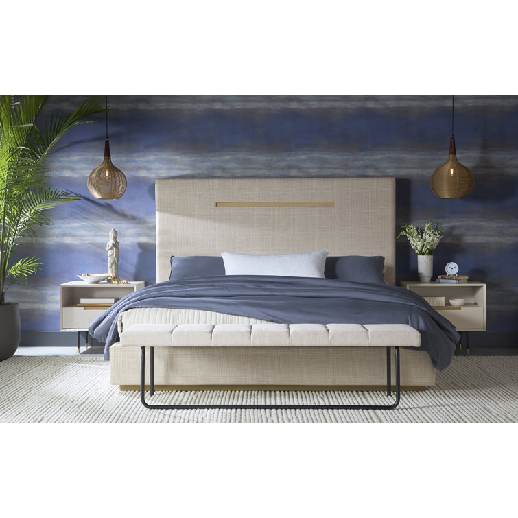 Cream and Black Modern 1-Drawer Nightstand with Gold Accents