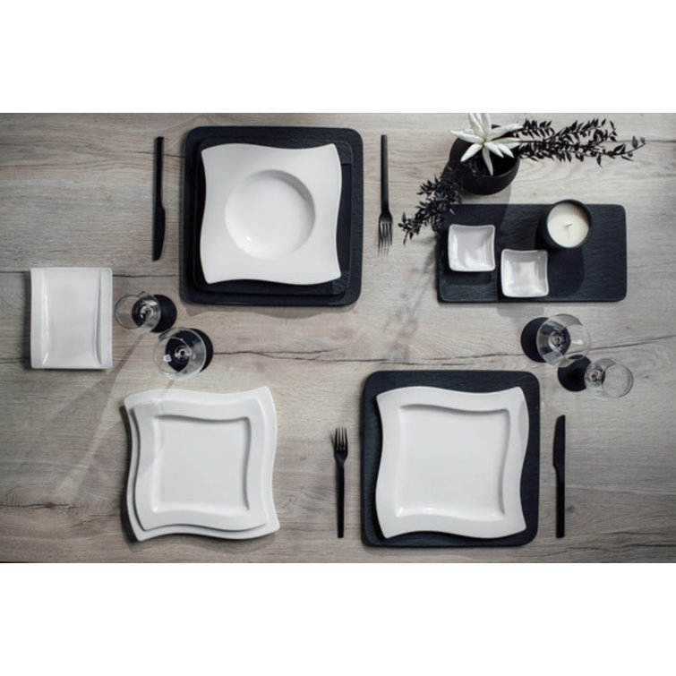 Black Textured Ceramic Rectangular Serving Tray