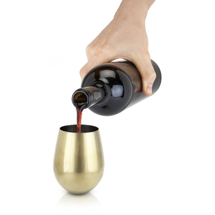 Gold Stainless Steel Stemless Wine Glasses Set of 2