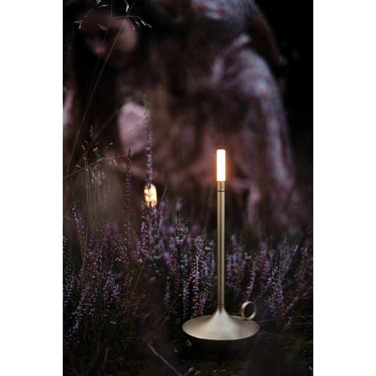 Large Brass Cordless LED Table Lamp with 3-Way Switch
