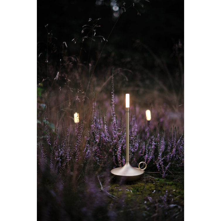 Large Brass Cordless LED Table Lamp with 3-Way Switch