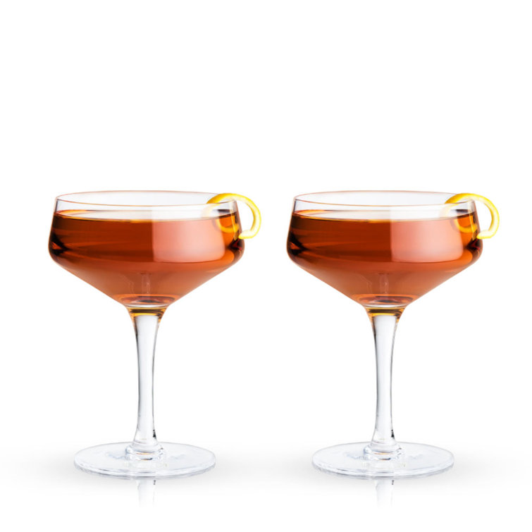 Viski Angled Crystal Coupe Cocktail Glasses Set of 2