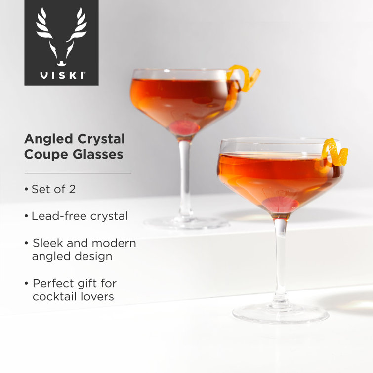 Viski Angled Crystal Coupe Cocktail Glasses Set of 2