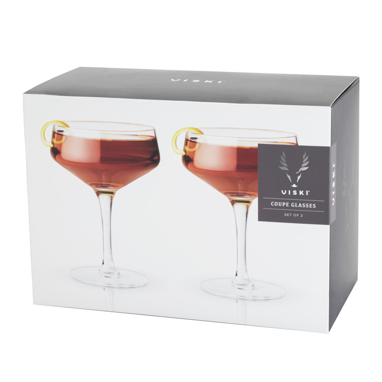 Viski Angled Crystal Coupe Cocktail Glasses Set of 2
