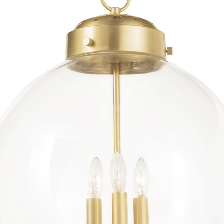 Regina Andrew Classic Globe 3-Light Pendant in Natural Brass with Clear Glass