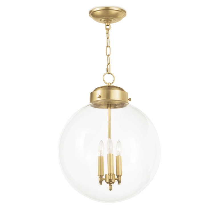 Regina Andrew Classic Globe 3-Light Pendant in Natural Brass with Clear Glass