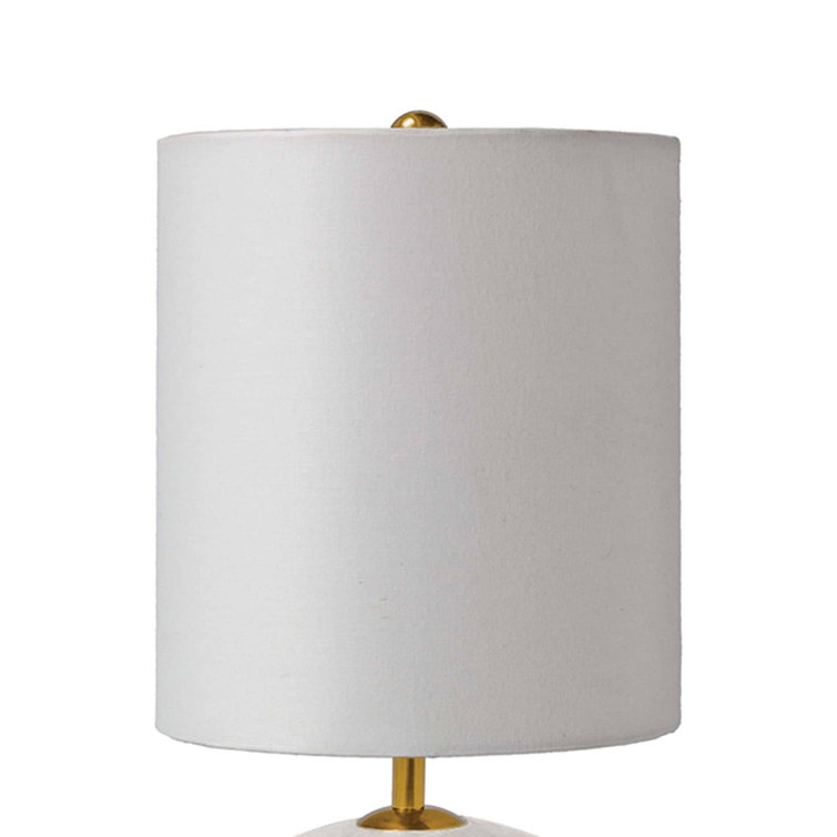 Elegant Alabaster Orb Table Lamp with Linen Shade and Brass Accents