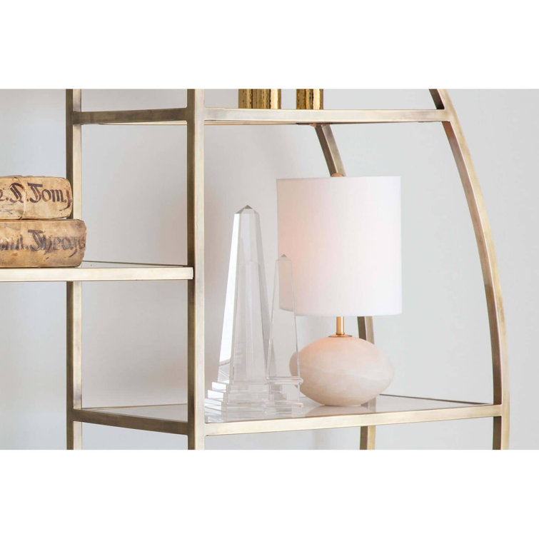 Elegant Alabaster Orb Table Lamp with Linen Shade and Brass Accents