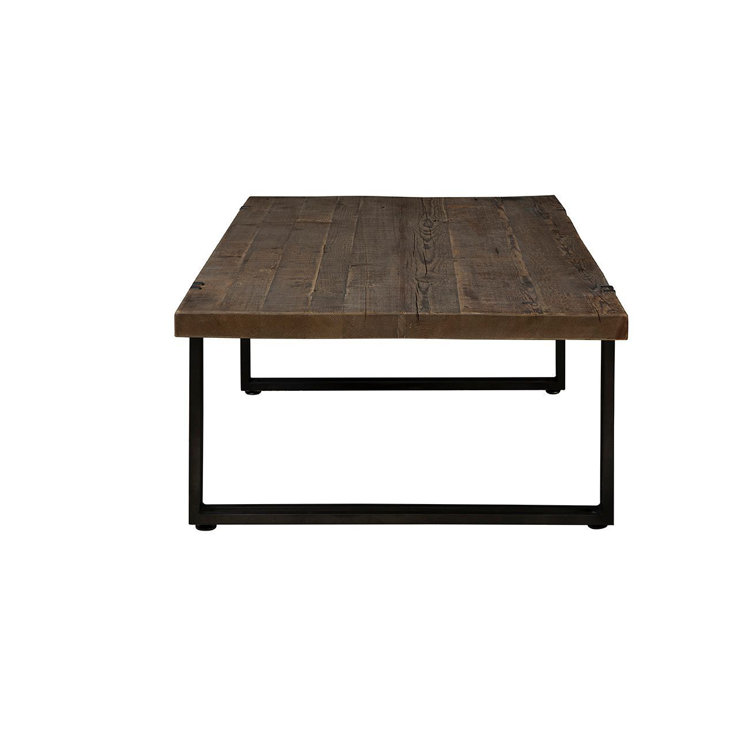 Sherwood Rectangular Dark Brown Wood and Metal Coffee Table