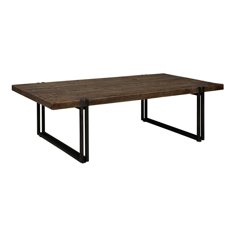Sherwood Rectangular Dark Brown Wood and Metal Coffee Table