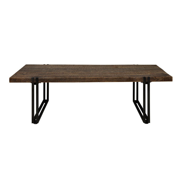 Sherwood Rectangular Dark Brown Wood and Metal Coffee Table