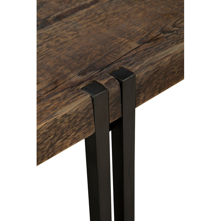 Sherwood Rectangular Dark Brown Wood and Metal Coffee Table