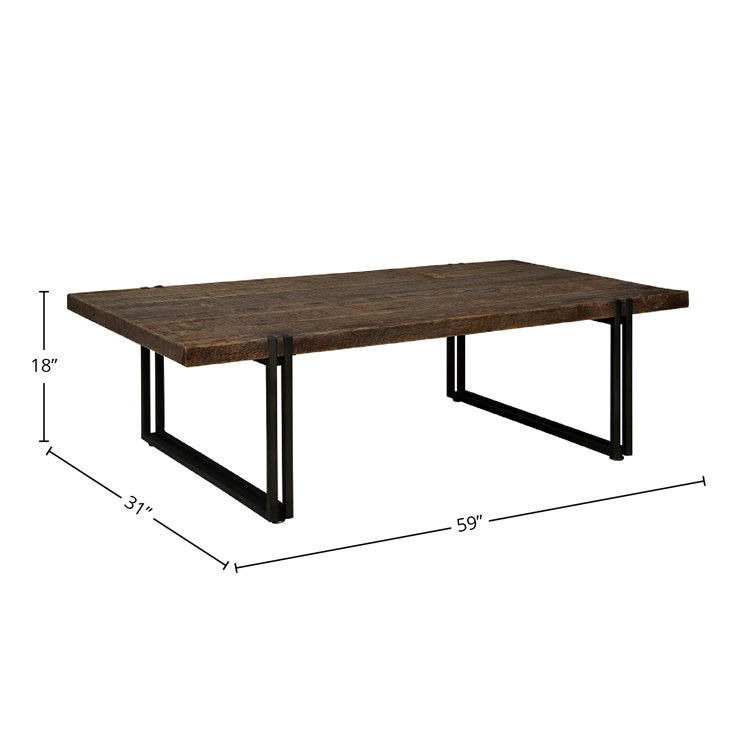 Sherwood Rectangular Dark Brown Wood and Metal Coffee Table