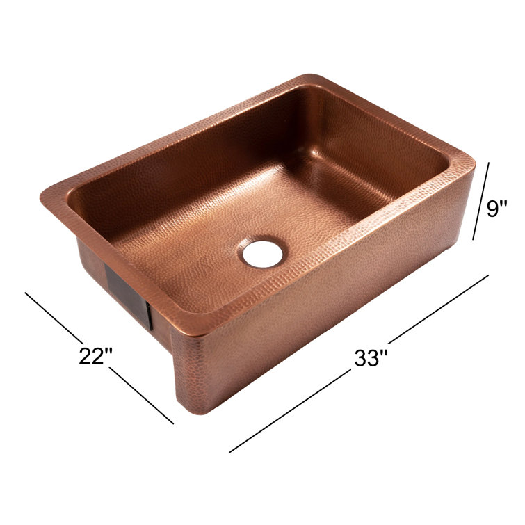 Copper 33" Single Bowl Farmhouse Apron Front Kitchen Sink