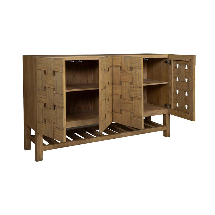 Bellamy Natural Oak Solid Wood 60" Sideboard with Woven Doors