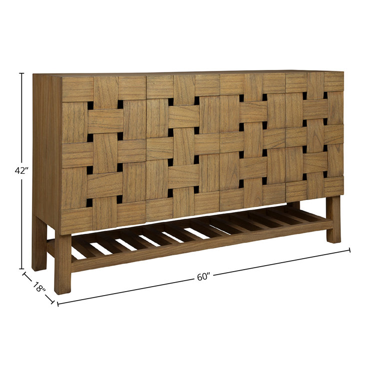Bellamy Natural Oak Solid Wood 60" Sideboard with Woven Doors
