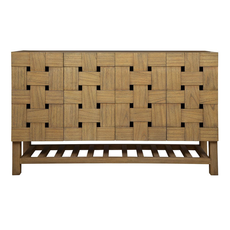 Bellamy Natural Oak Solid Wood 60" Sideboard with Woven Doors