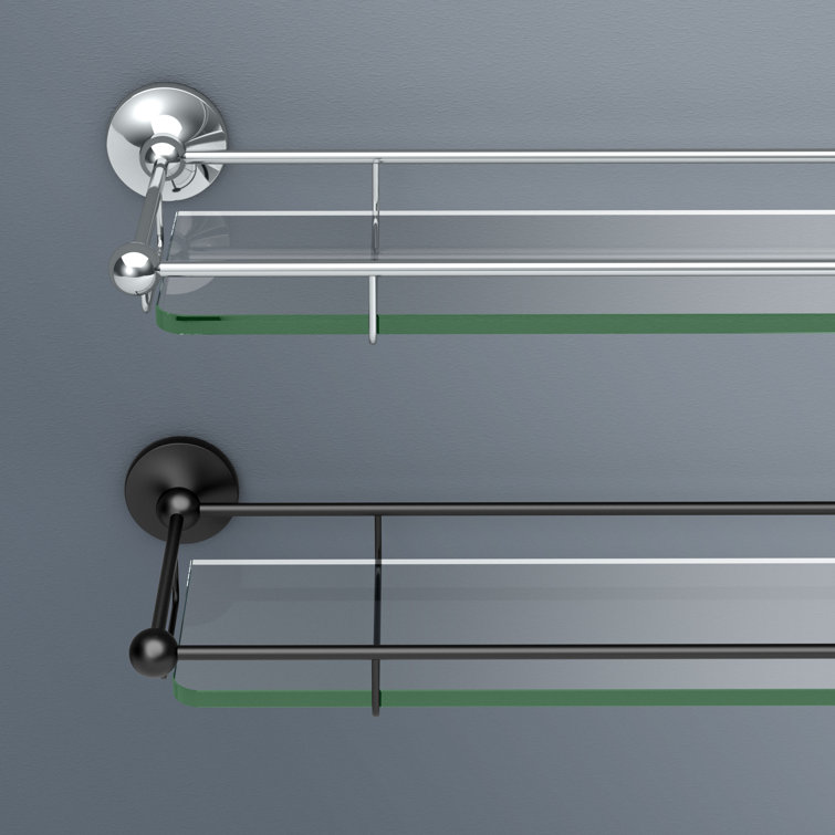 Elegant Matte Black 22" Tempered Glass Floating Bathroom Shelf