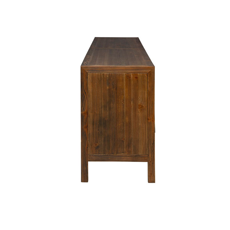 Hewitt 114" Wide Dark Brown Pine Drawer Bank with Black Hardware