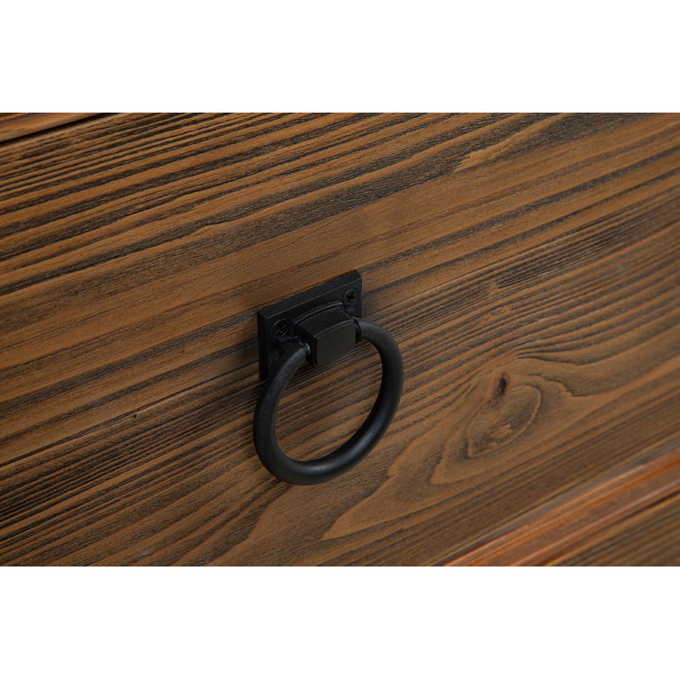 Hewitt 114" Wide Dark Brown Pine Drawer Bank with Black Hardware