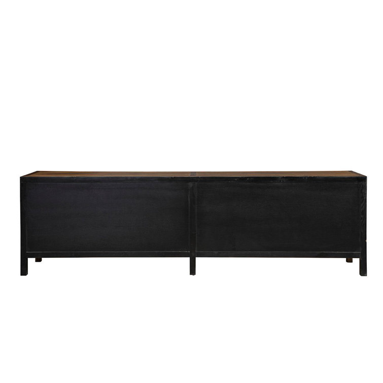 Hewitt 114" Wide Dark Brown Pine Drawer Bank with Black Hardware