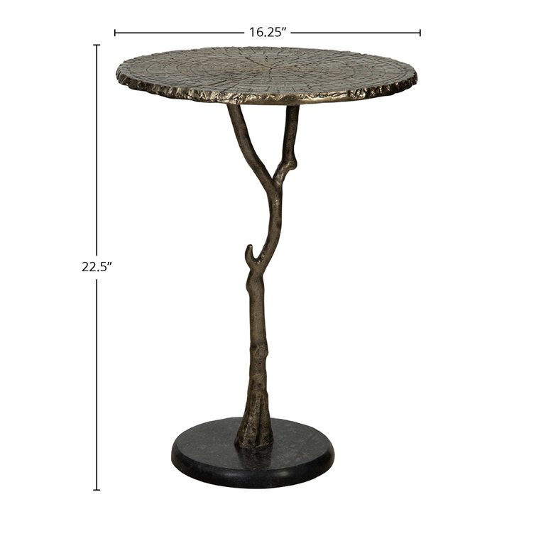Gold Brushed Aluminum Tree Branch-Inspired End Table