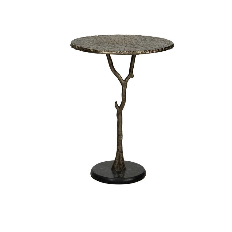 Gold Brushed Aluminum Tree Branch-Inspired End Table
