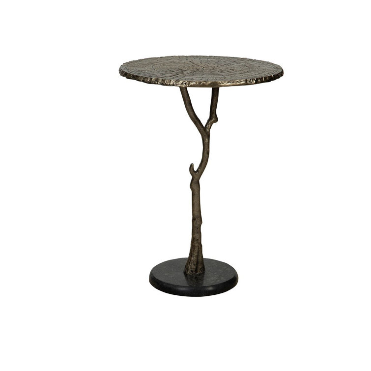 Gold Brushed Aluminum Tree Branch-Inspired End Table