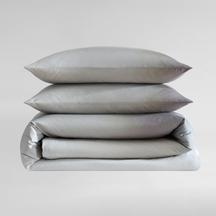 Queen Grey Ombre Cotton Duvet Cover Set