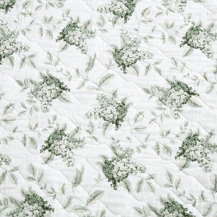 White and Green Cotton Twin Reversible Quilt Set