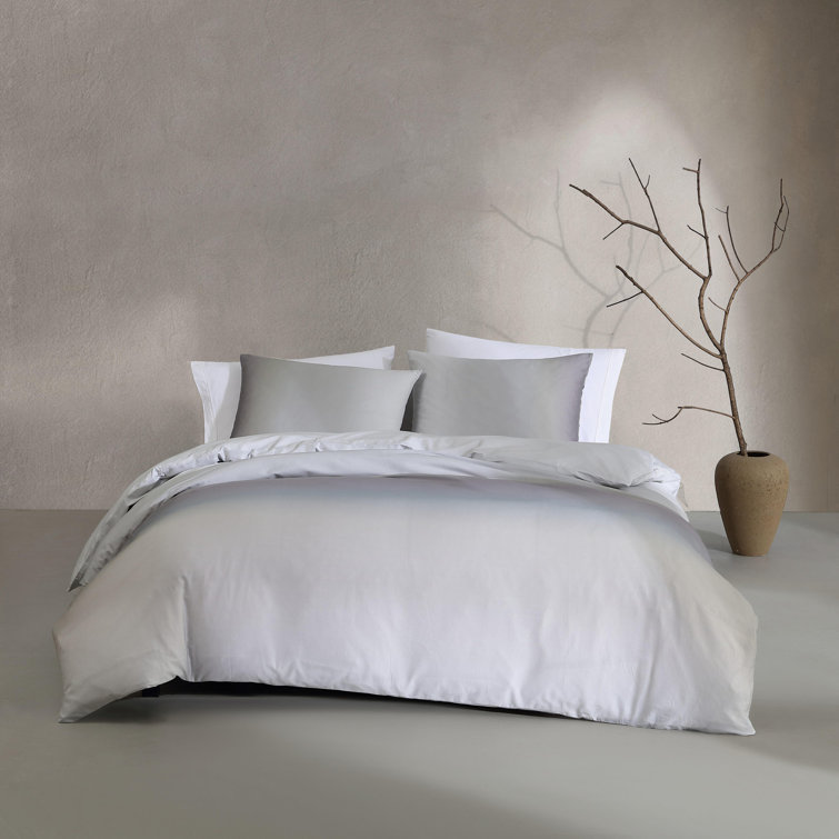 Queen Grey Ombre Cotton Duvet Cover Set