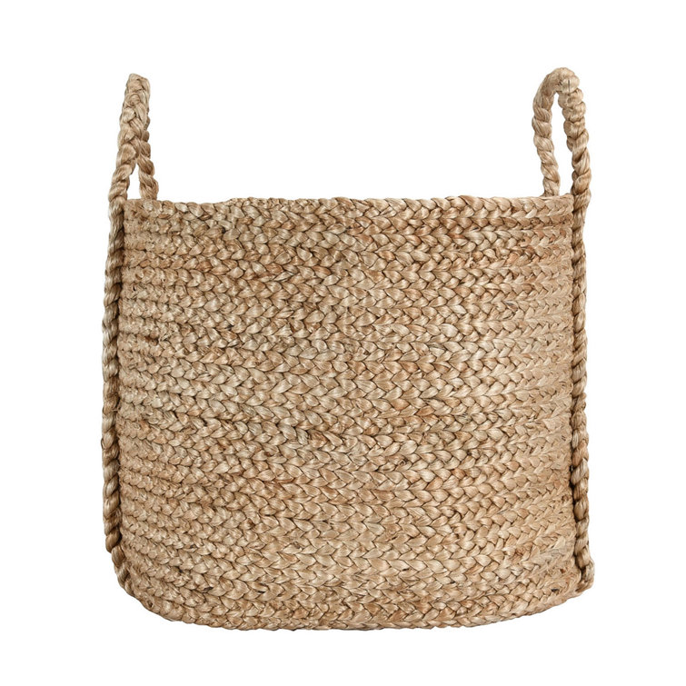 Natural Jute Handwoven Storage Basket with Handles