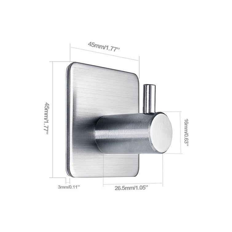 Silver Heavy Duty Adhesive Wall Hooks for Bathroom and Bedroom