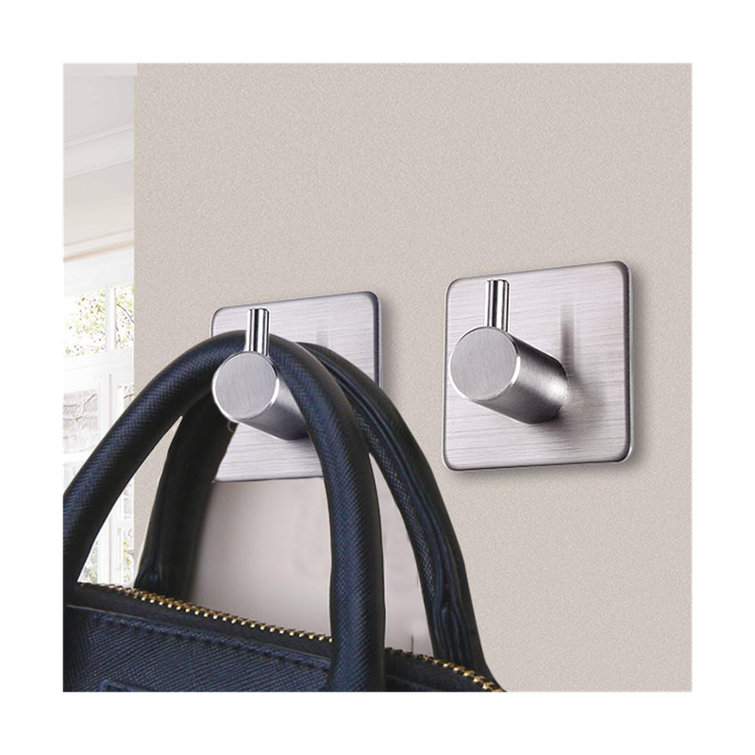 Silver Heavy Duty Adhesive Wall Hooks for Bathroom and Bedroom
