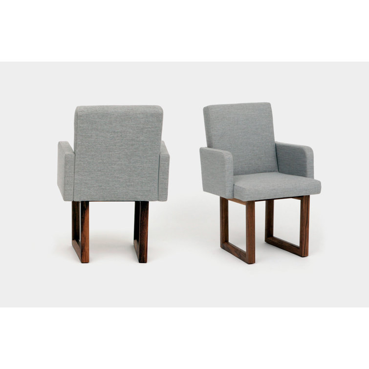 Ash Upholstered Dining Chair with Walnut Base