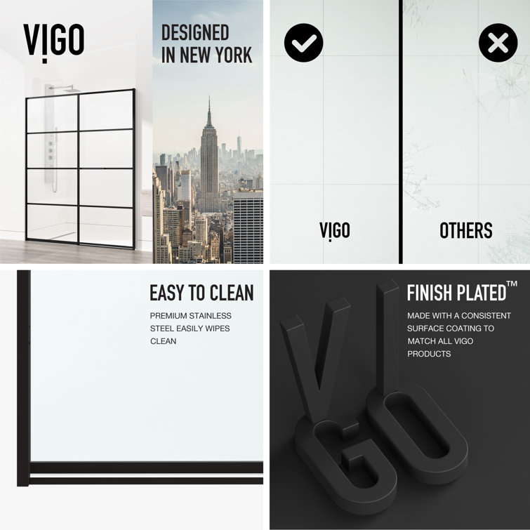Meridian 60" Matte Black and Clear Grid Glass Shower Door