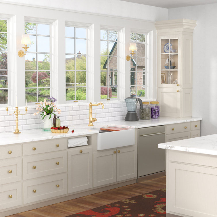 33'' White Ceramic Farmhouse Workstation Kitchen Sink with Accessories
