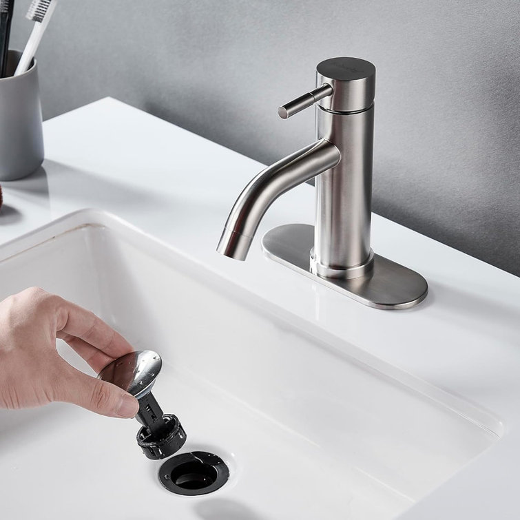 Brushed Nickel Stainless Steel Single Handle Bathroom Faucet
