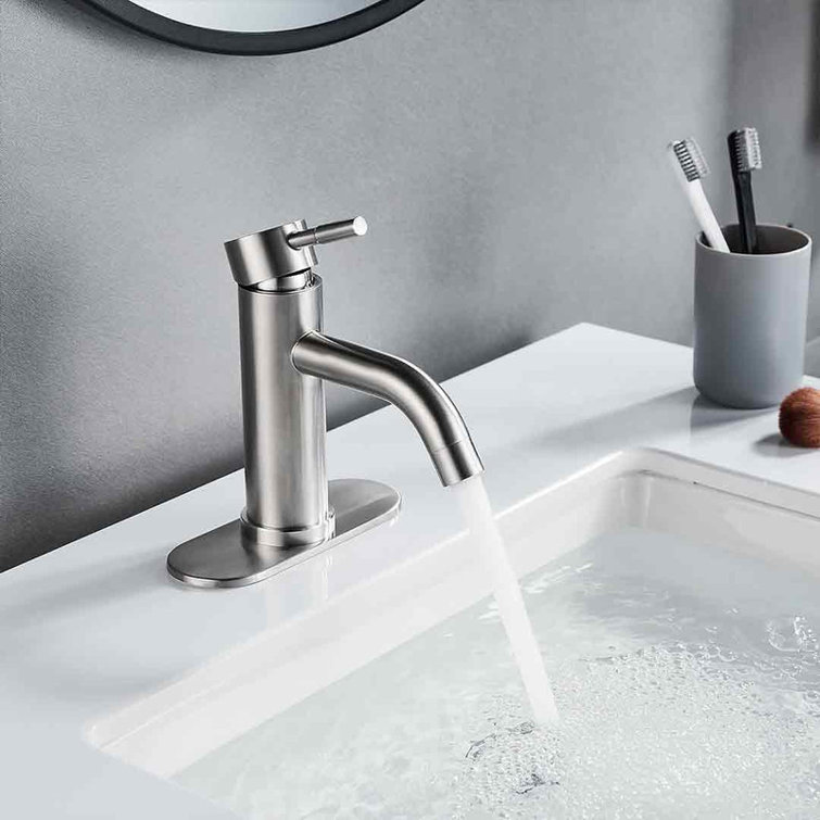 Brushed Nickel Stainless Steel Single Handle Bathroom Faucet